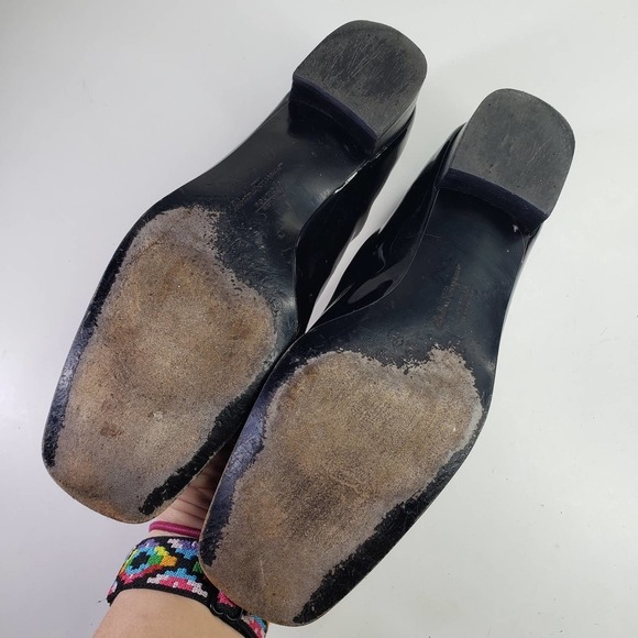 Salvatore Ferragamo Patent Leather Horse Bit Buckle Heels 7‎ Square Toe - Picture 9 of 9